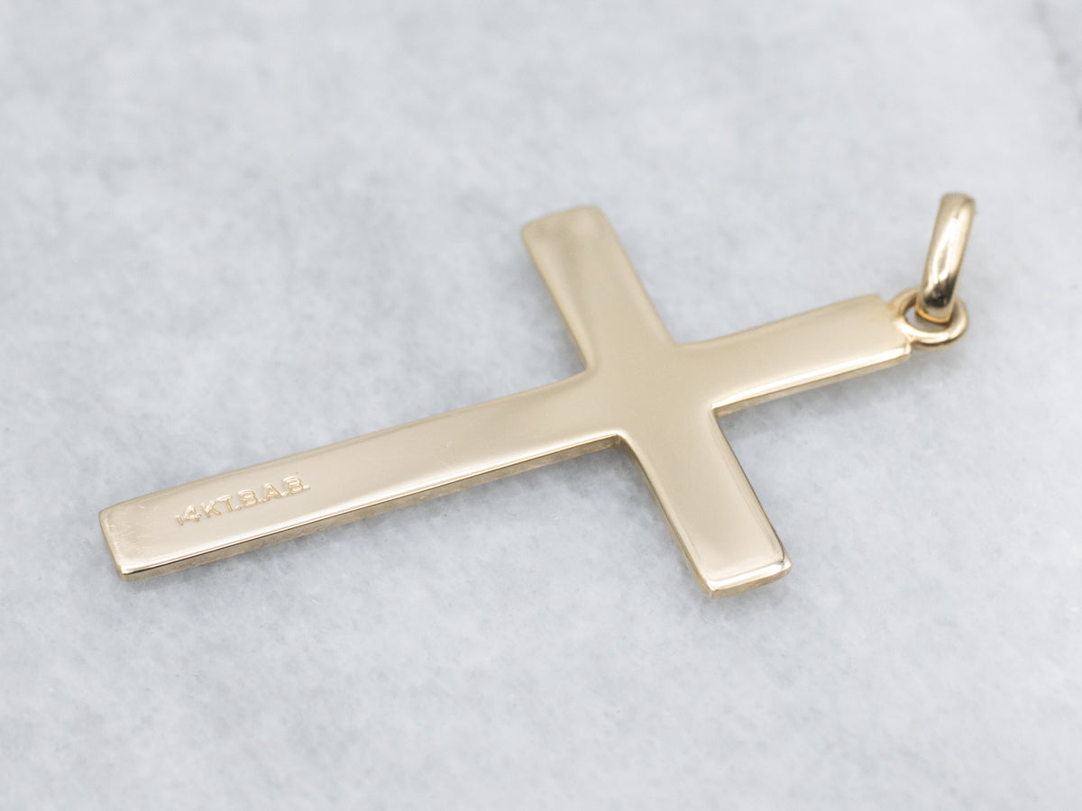 Simple Polished Yellow Gold Cross Pendant