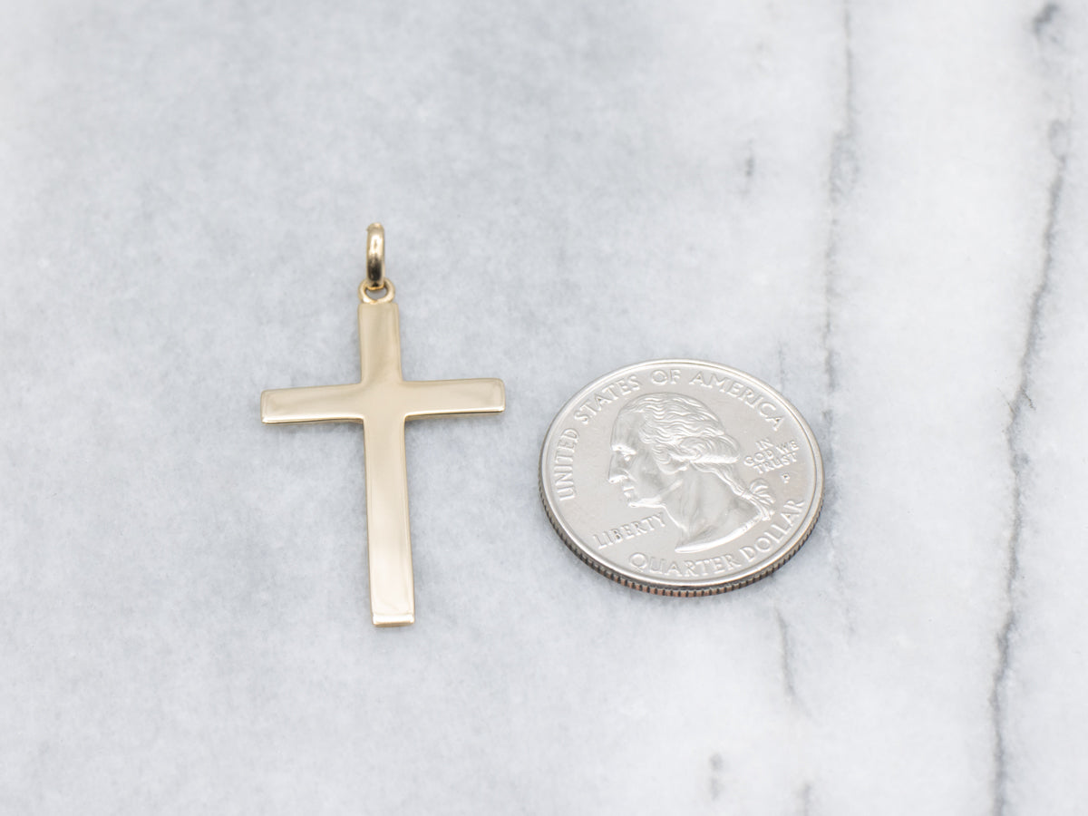 Simple Polished Yellow Gold Cross Pendant