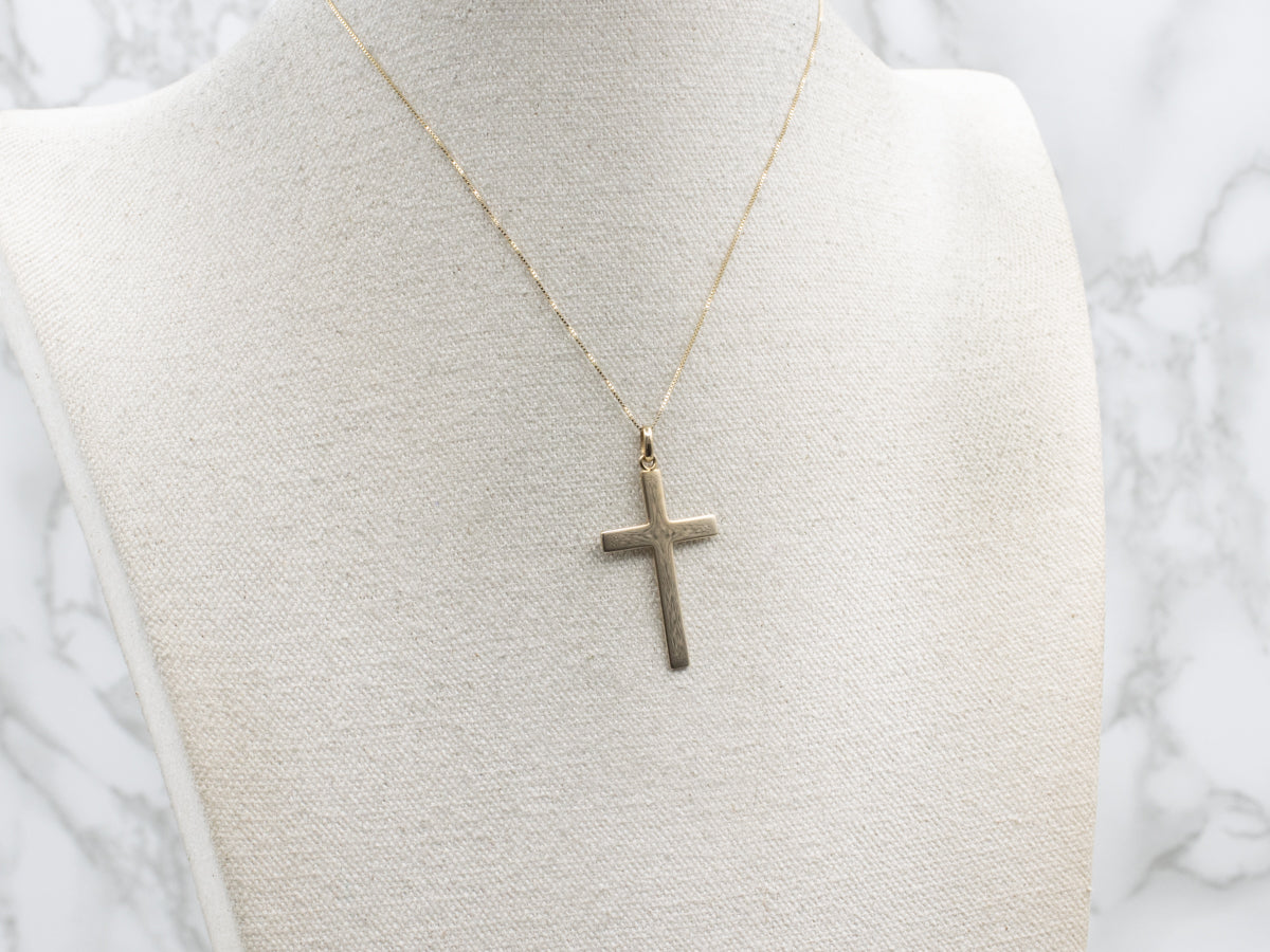 Simple Polished Yellow Gold Cross Pendant