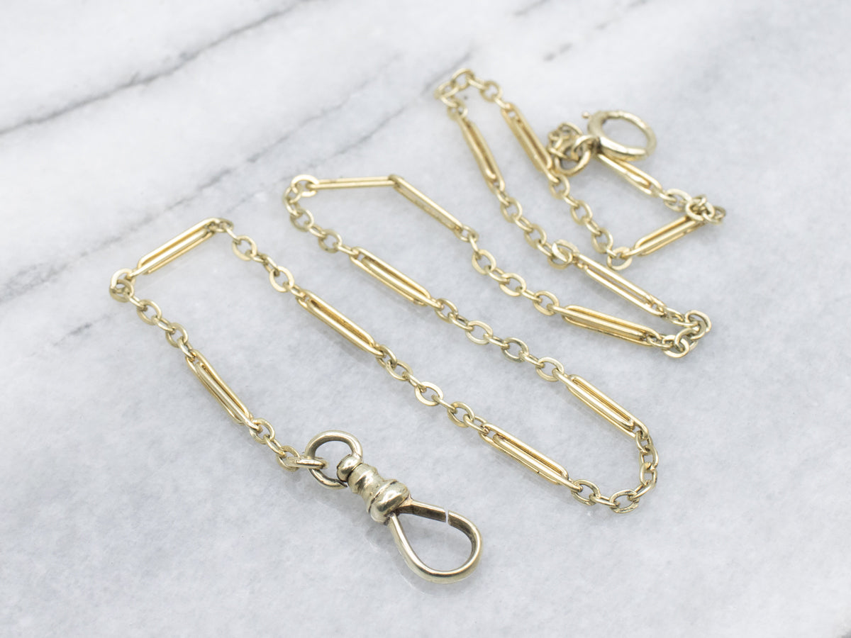 Vintage 1940s Green Gold Pocket Watch Chain