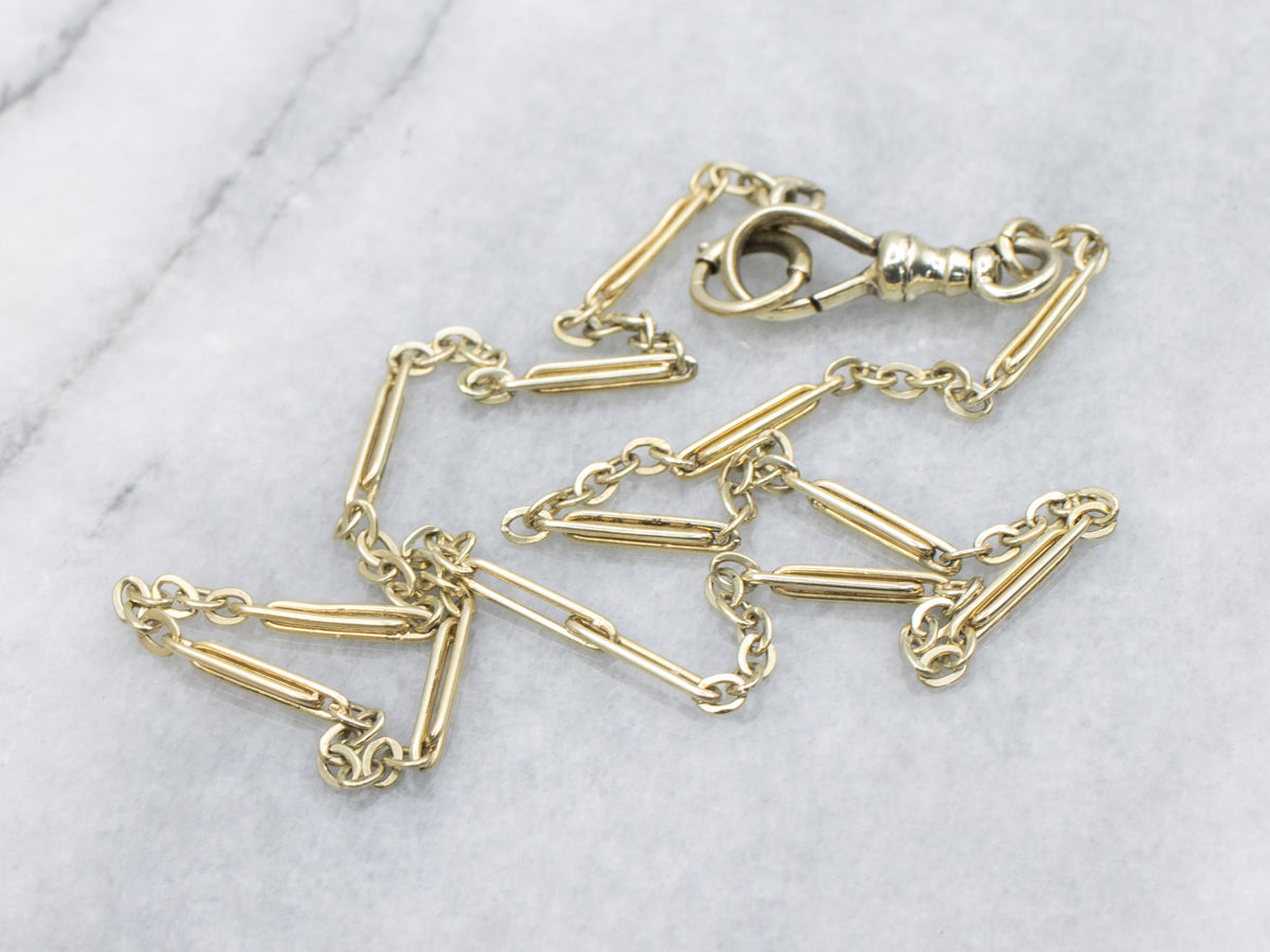 Vintage 1940s Green Gold Pocket Watch Chain