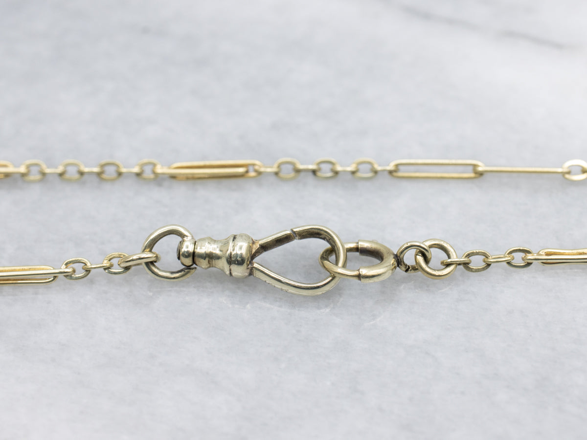 Vintage 1940s Green Gold Pocket Watch Chain