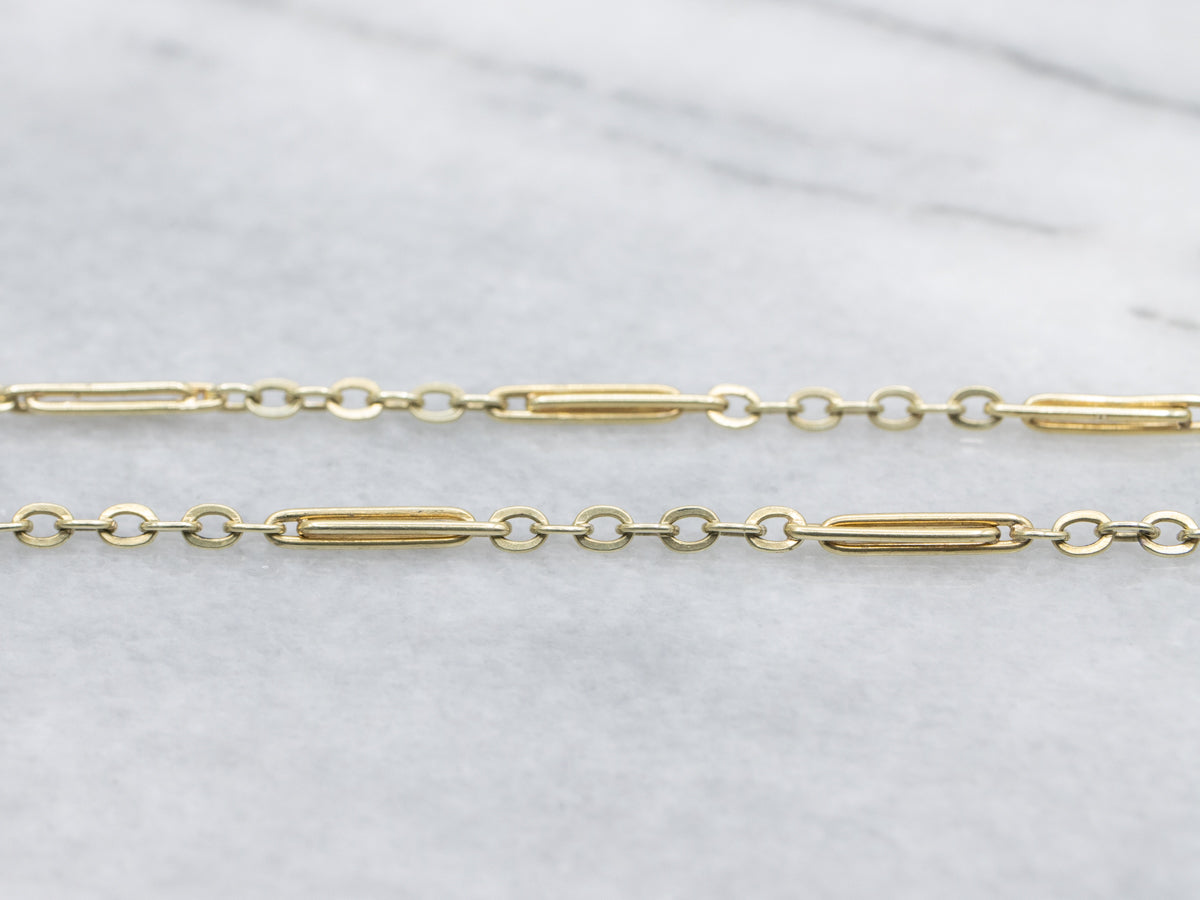 Vintage 1940s Green Gold Pocket Watch Chain