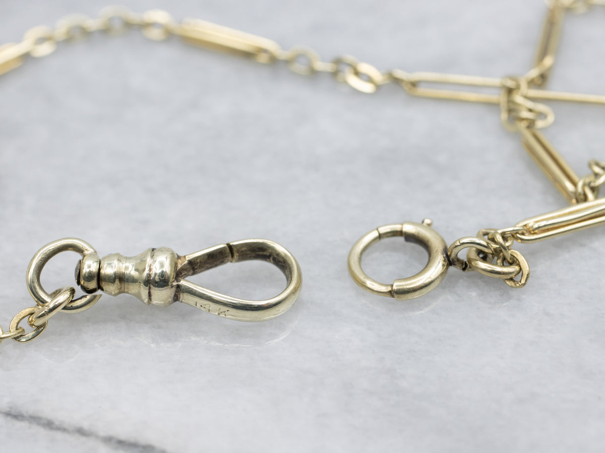 Vintage 1940s Green Gold Pocket Watch Chain