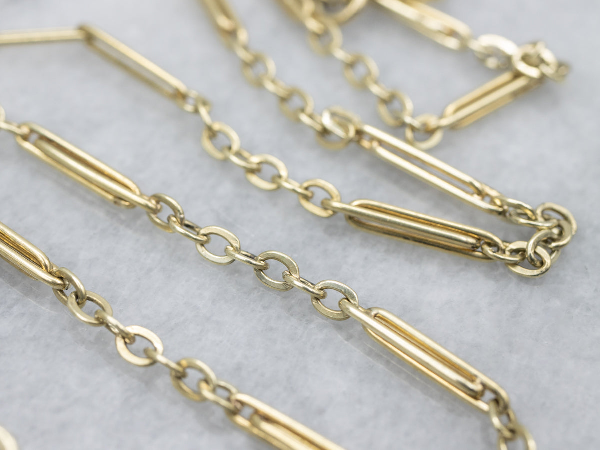 Vintage 1940s Green Gold Pocket Watch Chain