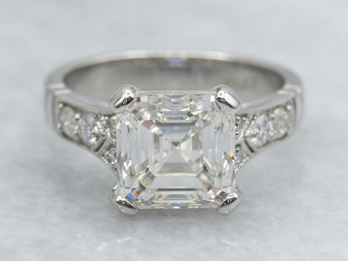 GIA Certified Diamond and Diamond Accent Platinum Engagement Ring