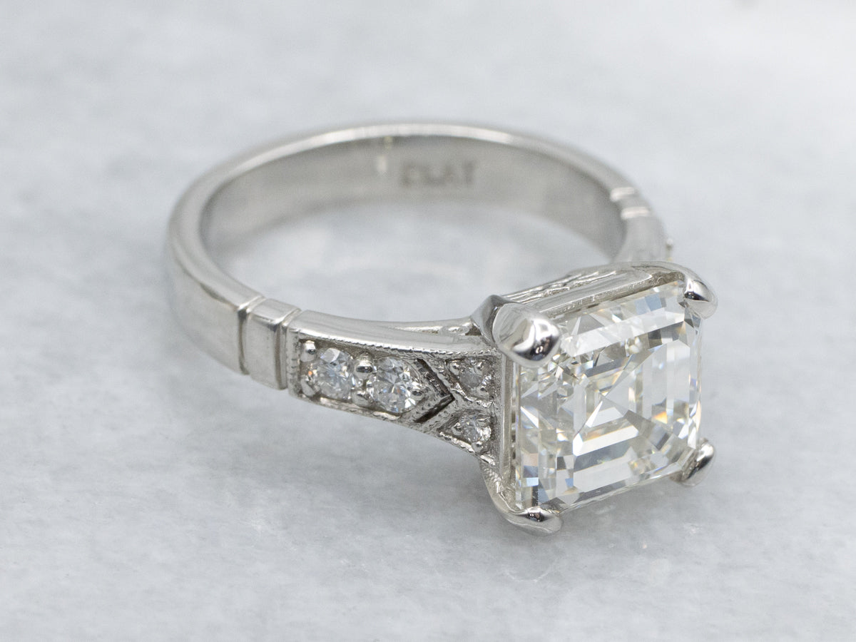GIA Certified Diamond and Diamond Accent Platinum Engagement Ring