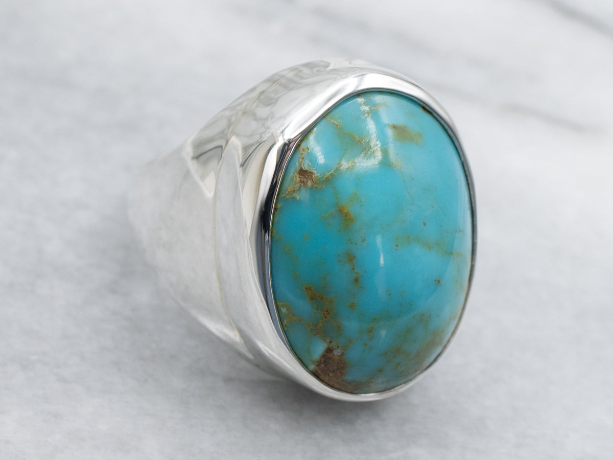 Men's Large Turquoise Statement Ring in Sterling Silver
