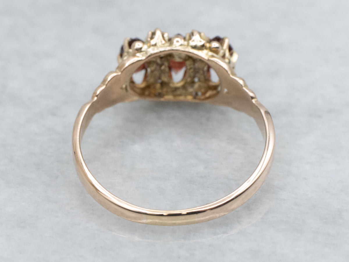 Antique Marquise-Cut Garnet and Rose Cut Diamond Ring