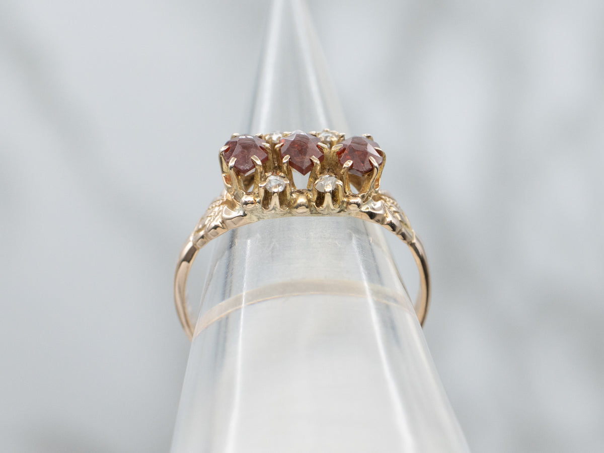 Antique Marquise-Cut Garnet and Rose Cut Diamond Ring