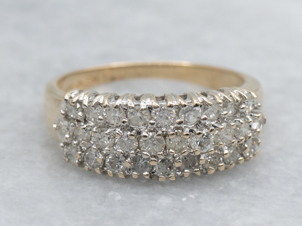 Triple Row Two-Tone Gold Diamond Band