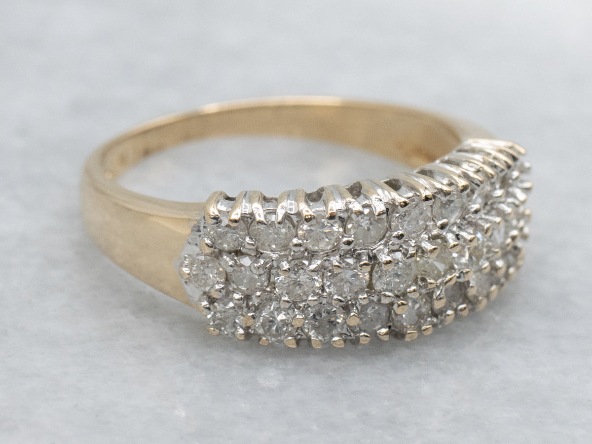 Triple Row Two-Tone Gold Diamond Band