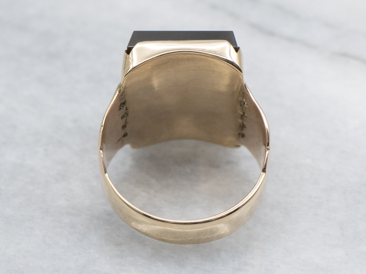 Roman Solder Sardonyx Intaglio Victorian Statement Ring