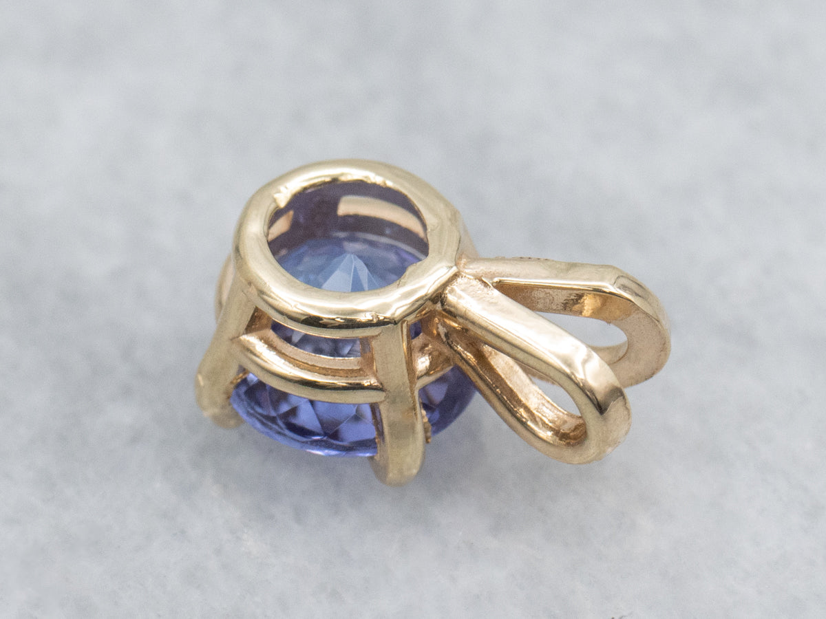 Pretty Tanzanite Solitaire Yellow Gold Pendant