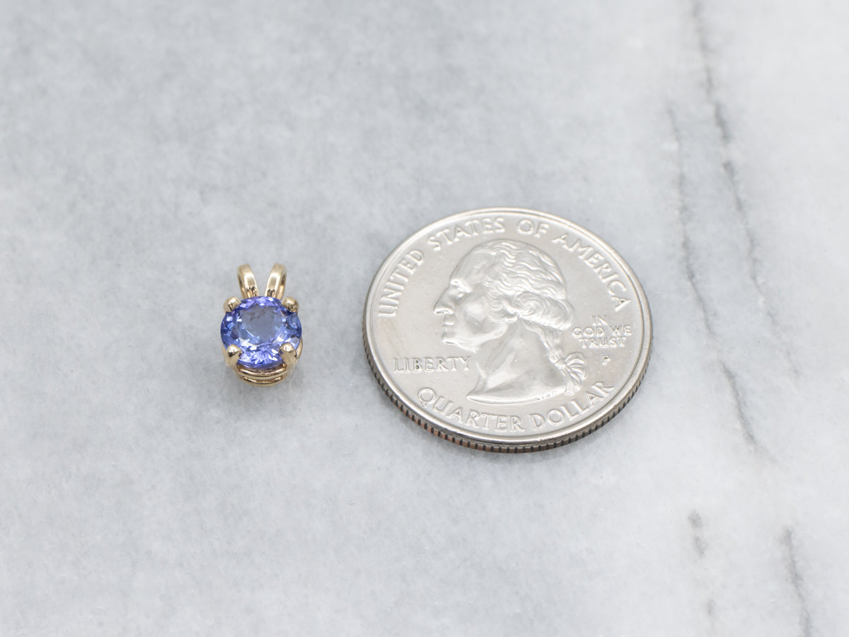 Pretty Tanzanite Solitaire Yellow Gold Pendant