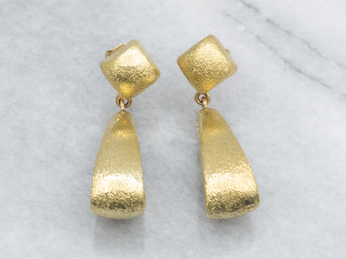 Textured 18-Karat Gold Loop Drop Earrings with Post Back Findings