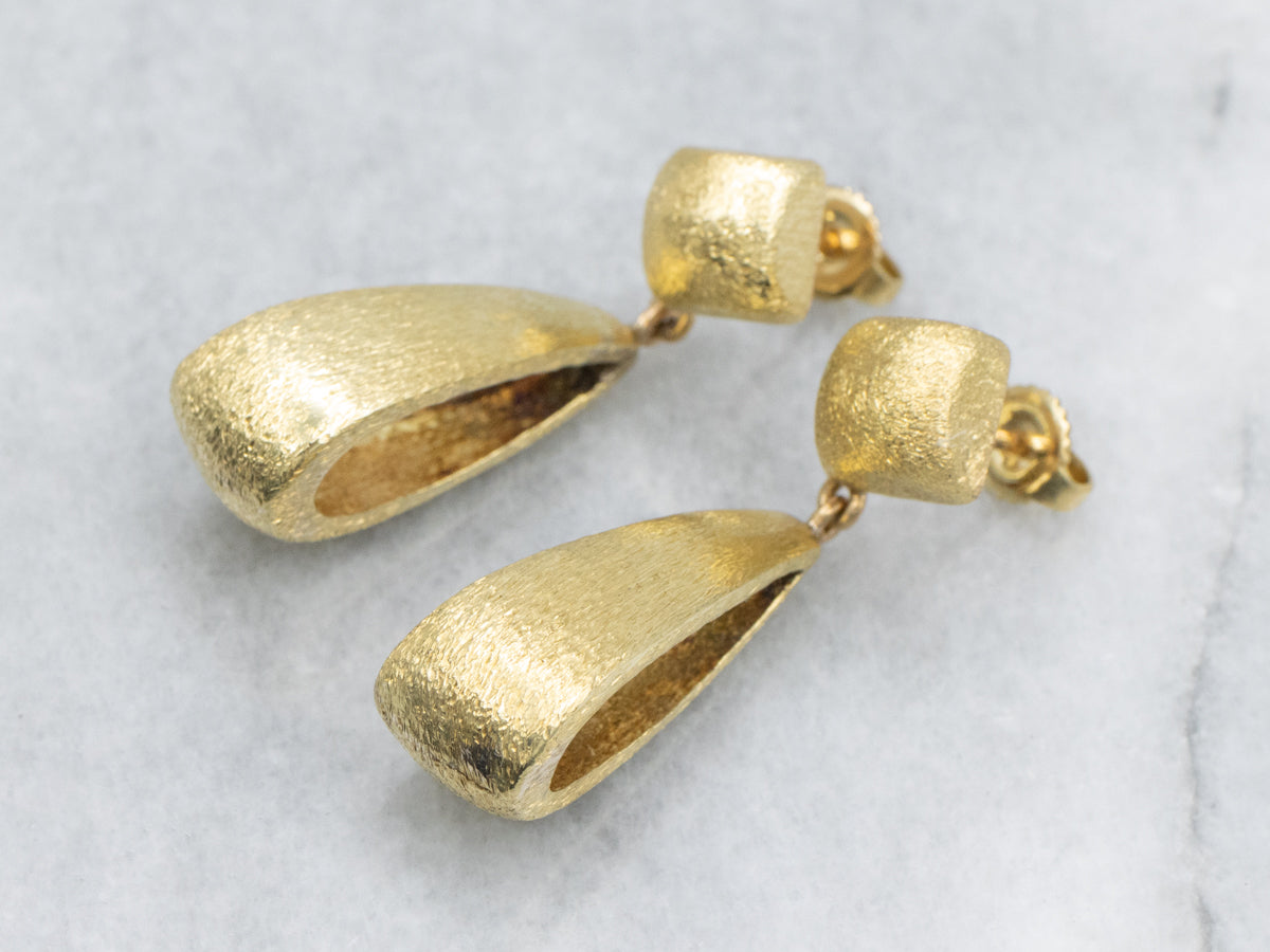 Textured 18-Karat Gold Loop Drop Earrings with Post Back Findings