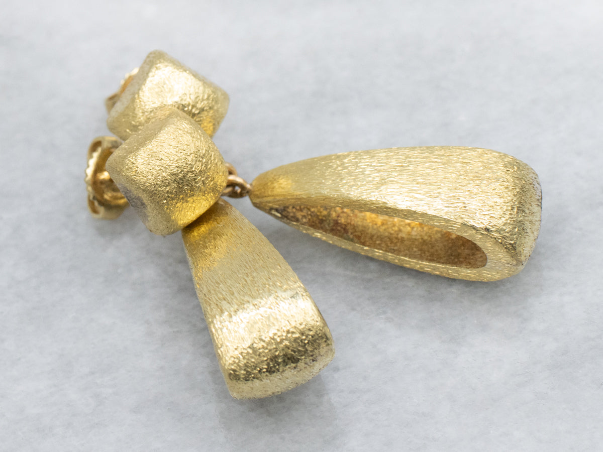 Textured 18-Karat Gold Loop Drop Earrings with Post Back Findings