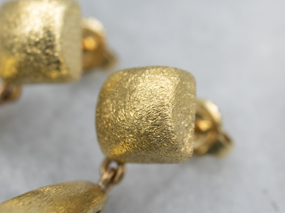 Textured 18-Karat Gold Loop Drop Earrings with Post Back Findings
