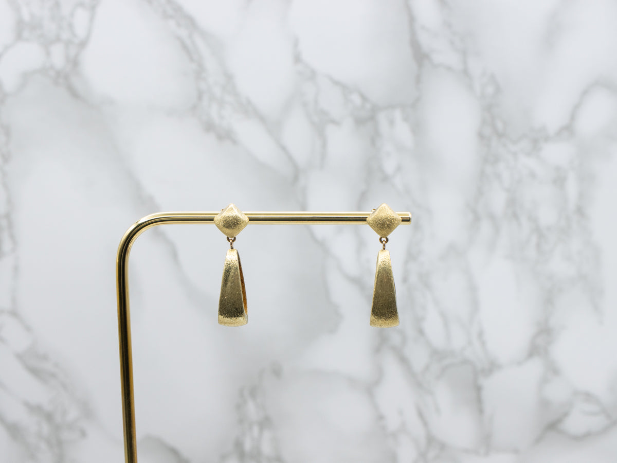 Textured 18-Karat Gold Loop Drop Earrings with Post Back Findings