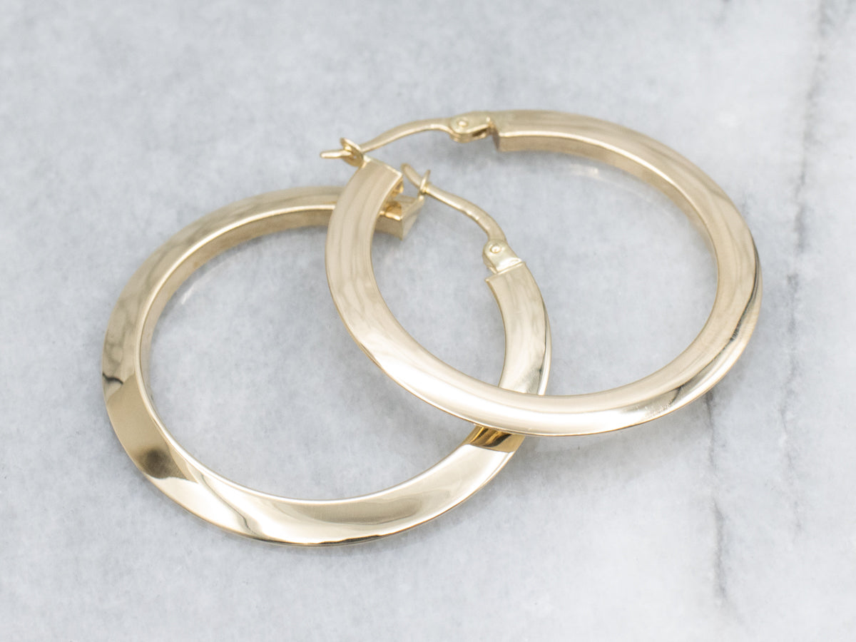 Polished Gold Knife-Edge Hoop Earrings