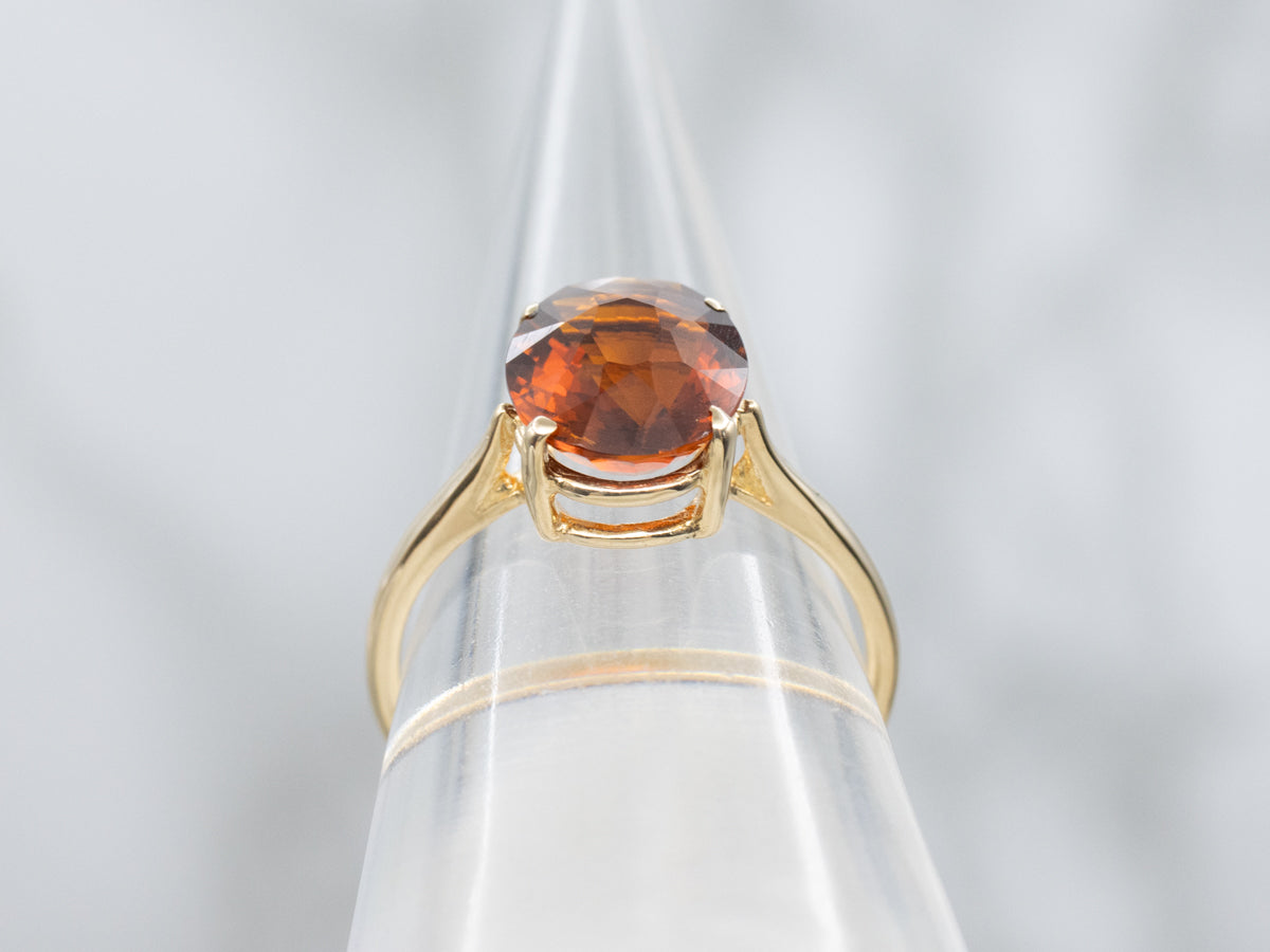 Yellow Gold Simple Citrine Solitaire Ring