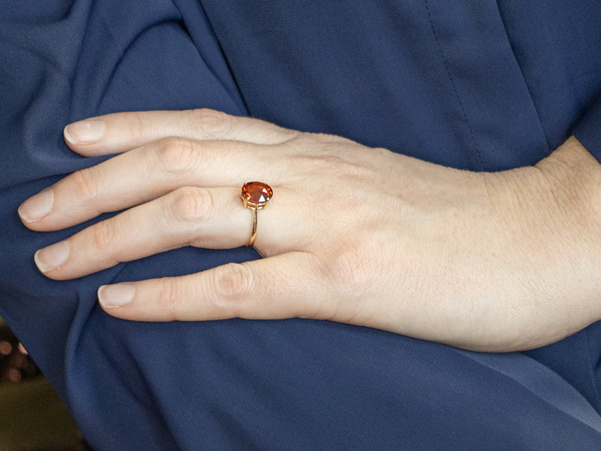 Yellow Gold Simple Citrine Solitaire Ring