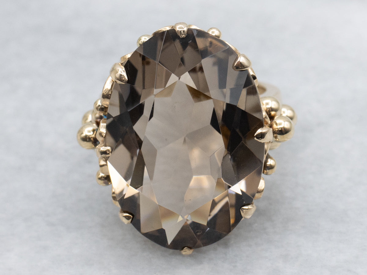 Smokey Quartz Vintage Gold Cocktail Ring