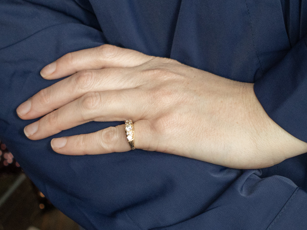Multiple Diamond Scrolling Gold Vintage Ring