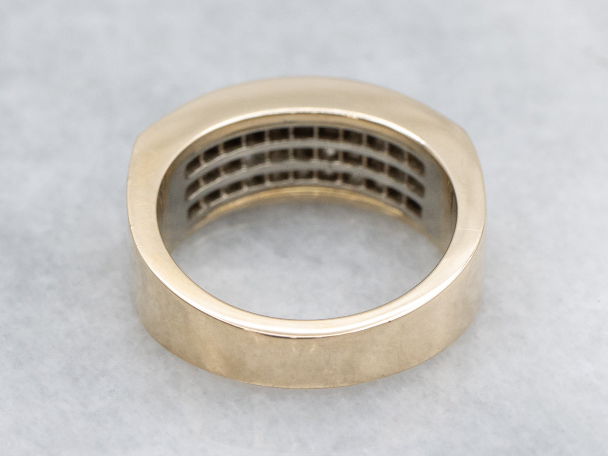 Triple Row Princess-Cut Diamond and Gold Cocktail Band