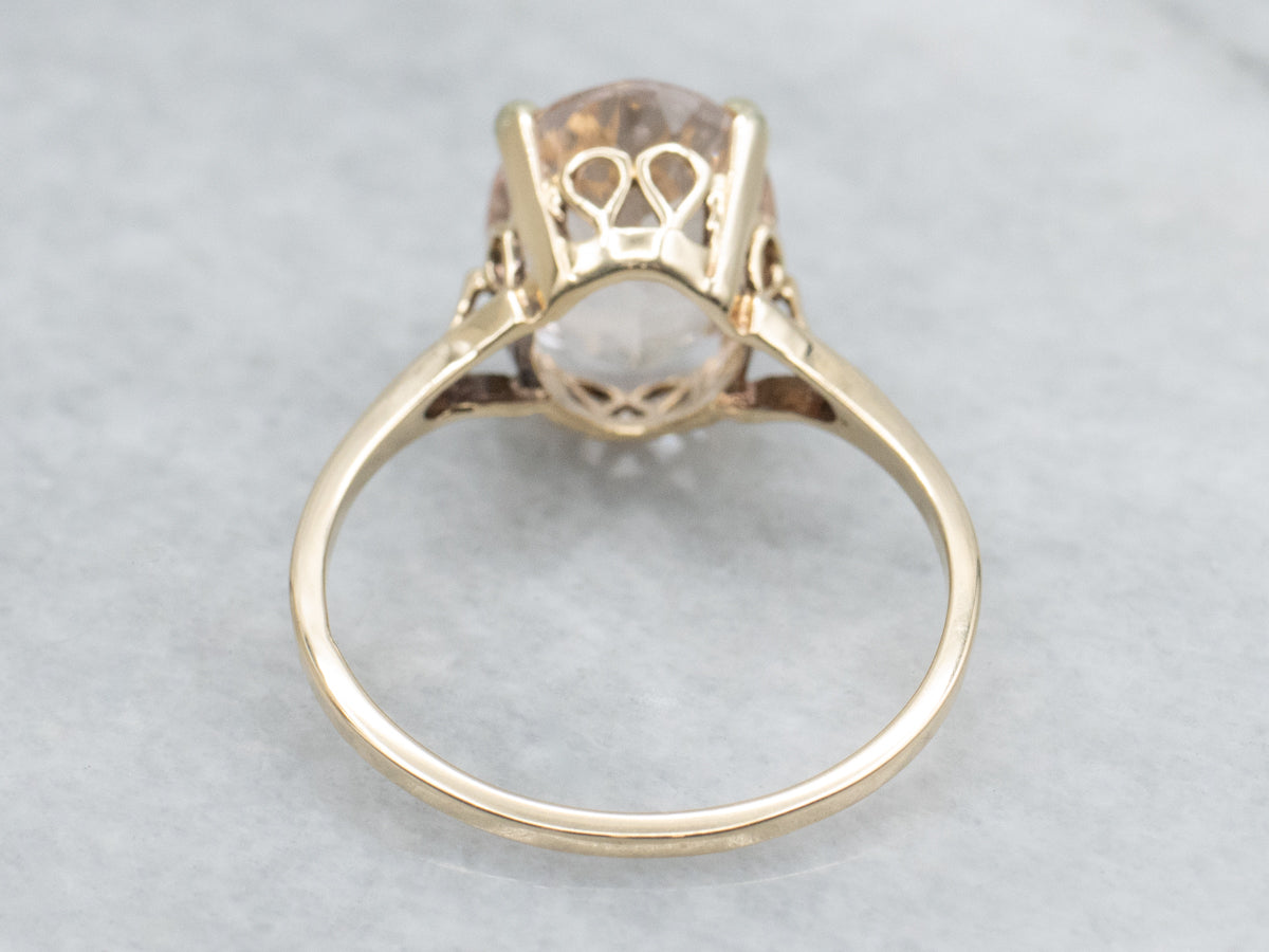 Sweet Pink Morganite Gemstone Ring in Vintage Gold Setting
