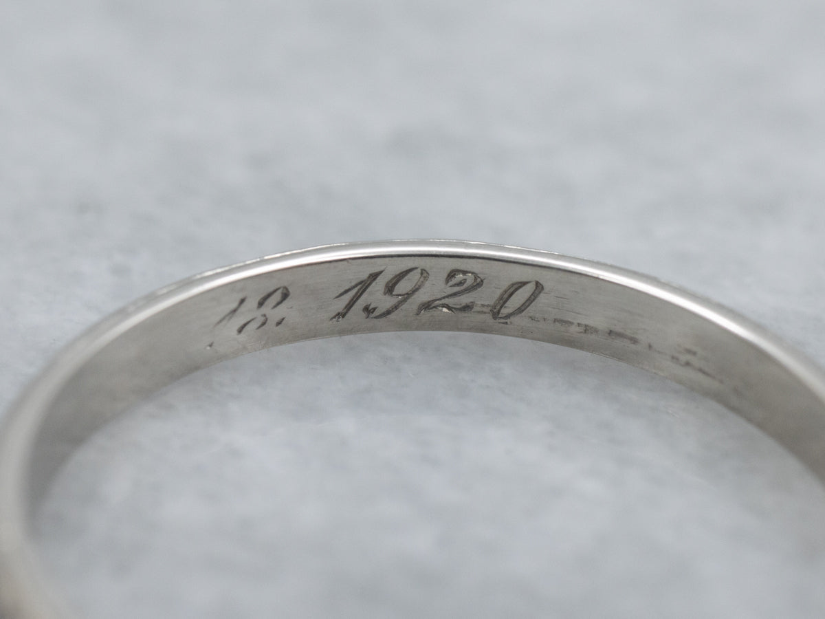 Forget-Me-Not Floral Patterned 1920s Orange Blossom Platinum Band