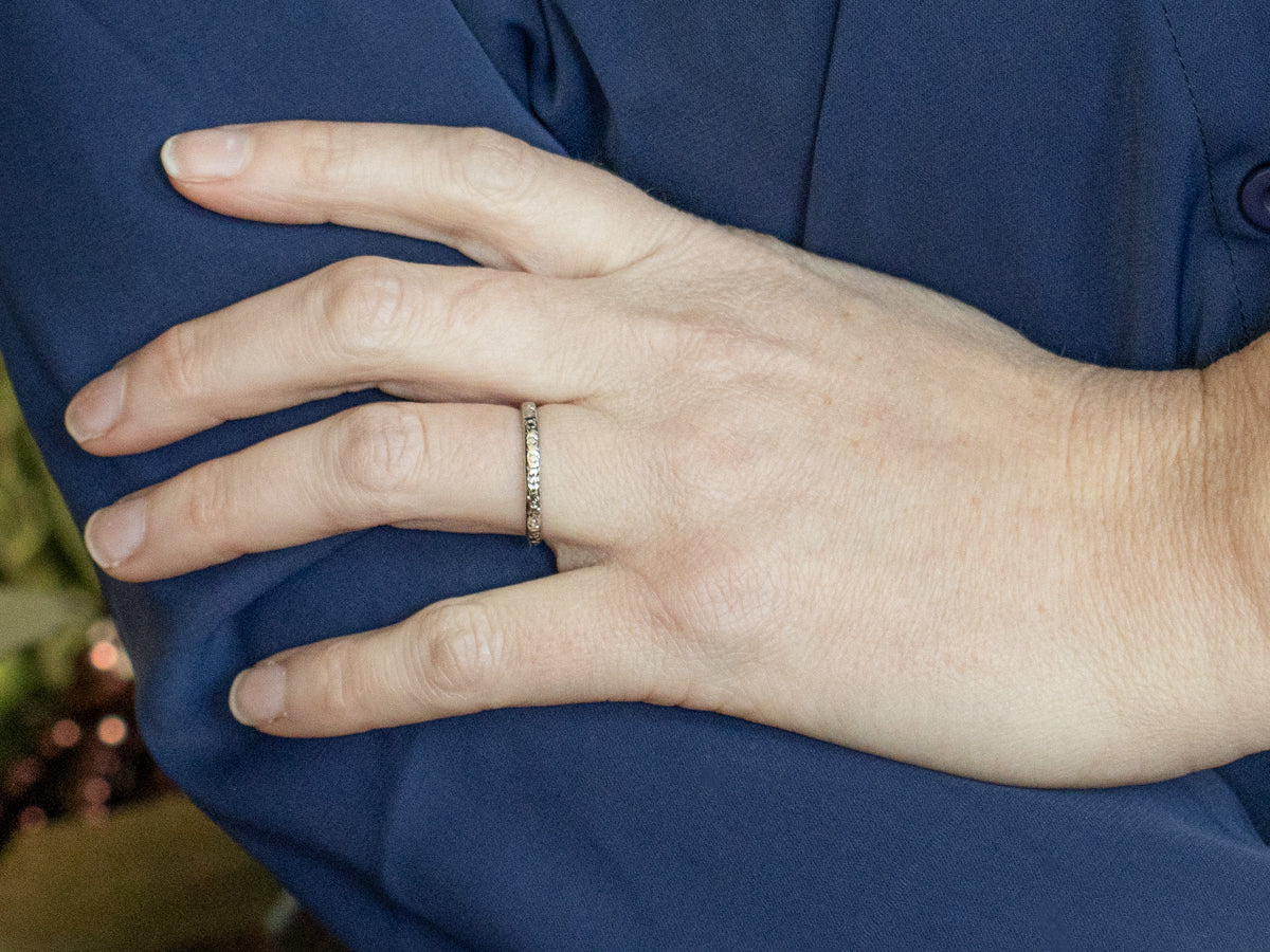 Forget-Me-Not Floral Patterned 1920s Orange Blossom Platinum Band