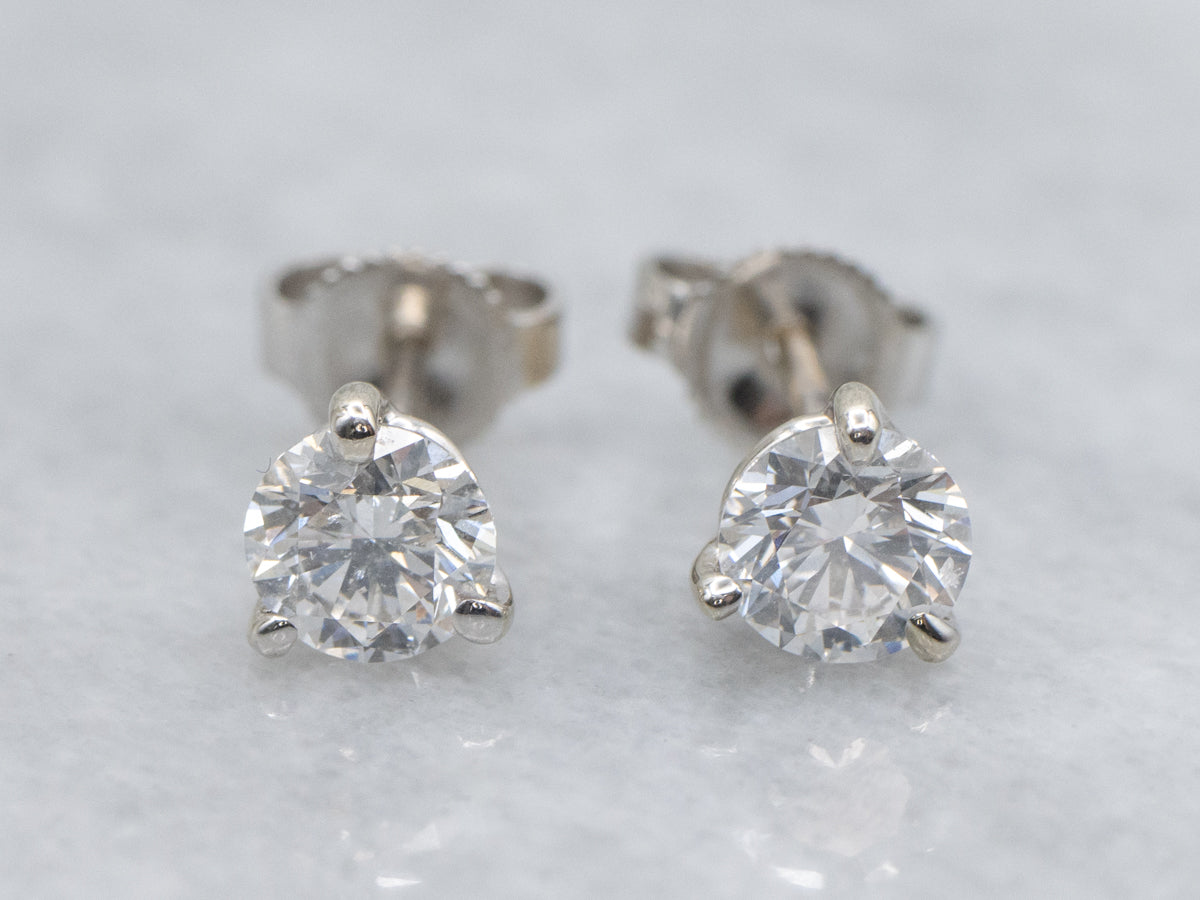 Martini-Set Round Brilliant Diamond Stud Earrings