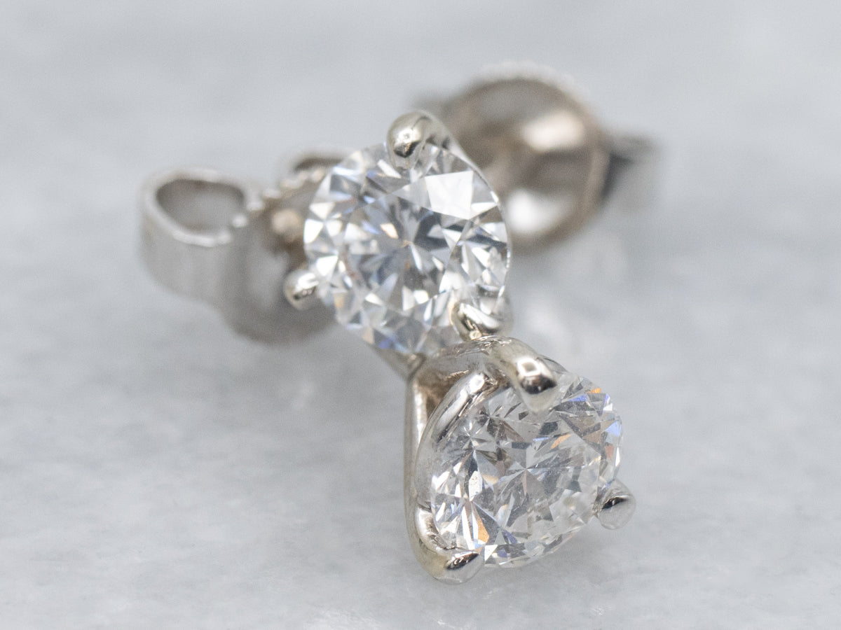 Martini-Set Round Brilliant Diamond Stud Earrings