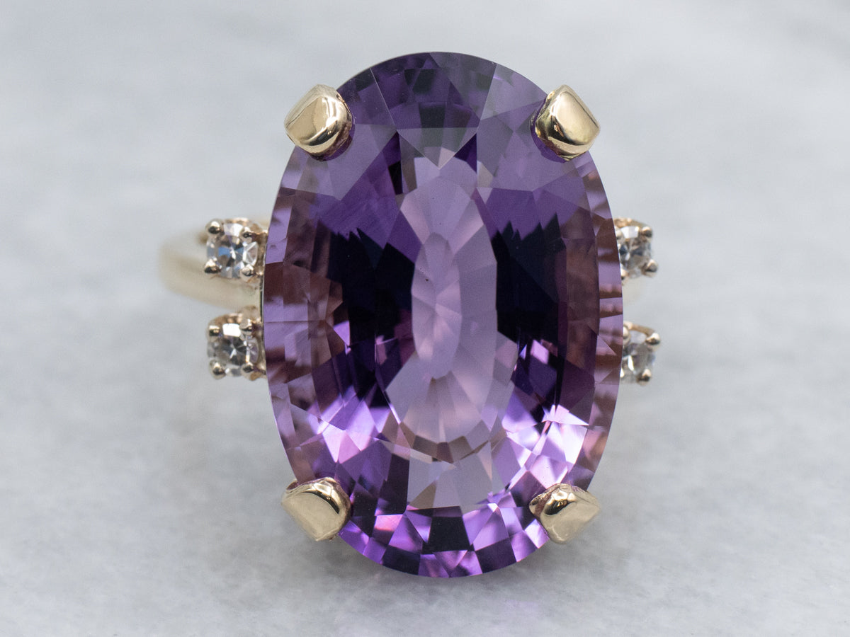 Amethyst Yellow Gold Ring with Diamond Accents