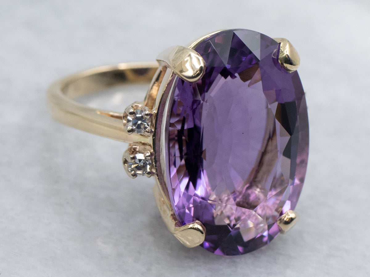 Amethyst Yellow Gold Ring with Diamond Accents