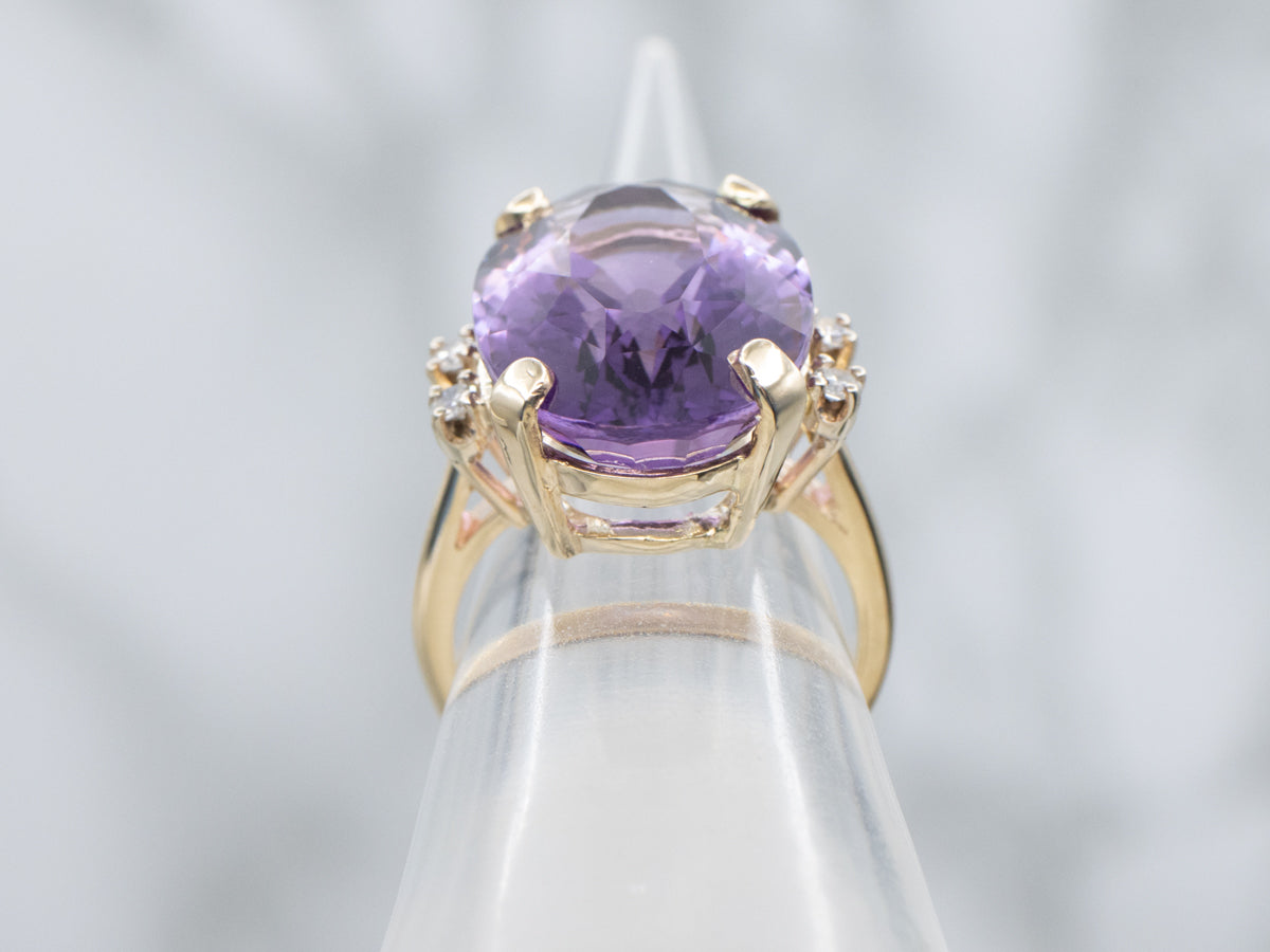 Amethyst Yellow Gold Ring with Diamond Accents