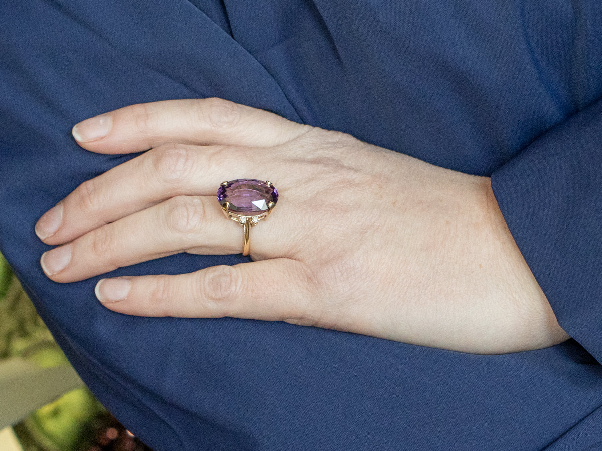 Amethyst Yellow Gold Ring with Diamond Accents