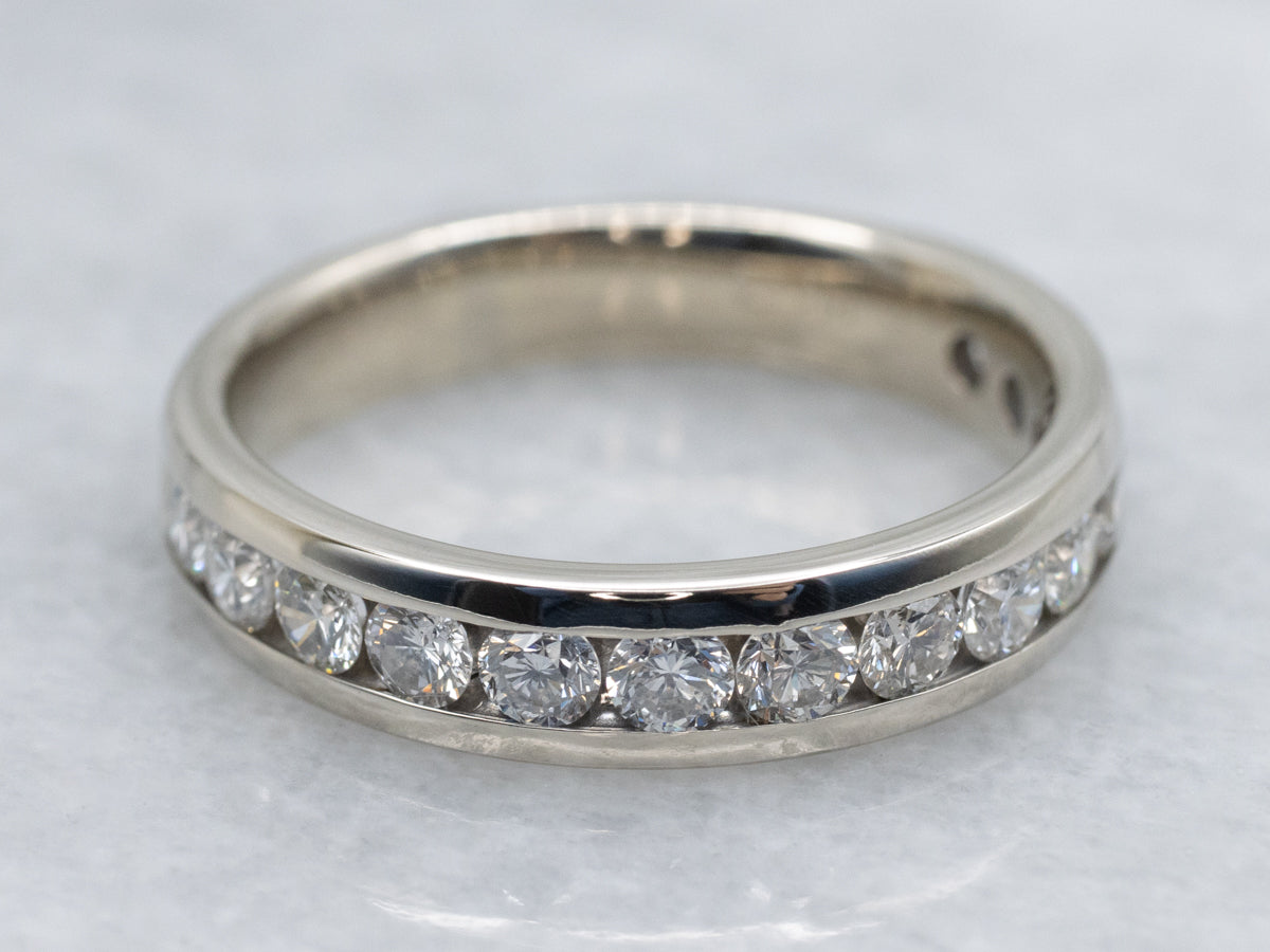 Channel-Set Diamond White Gold Wedding Band