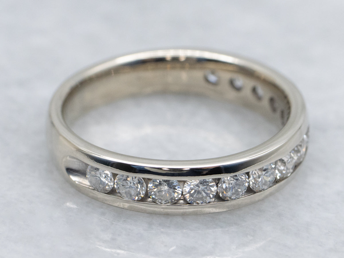 Channel-Set Diamond White Gold Wedding Band