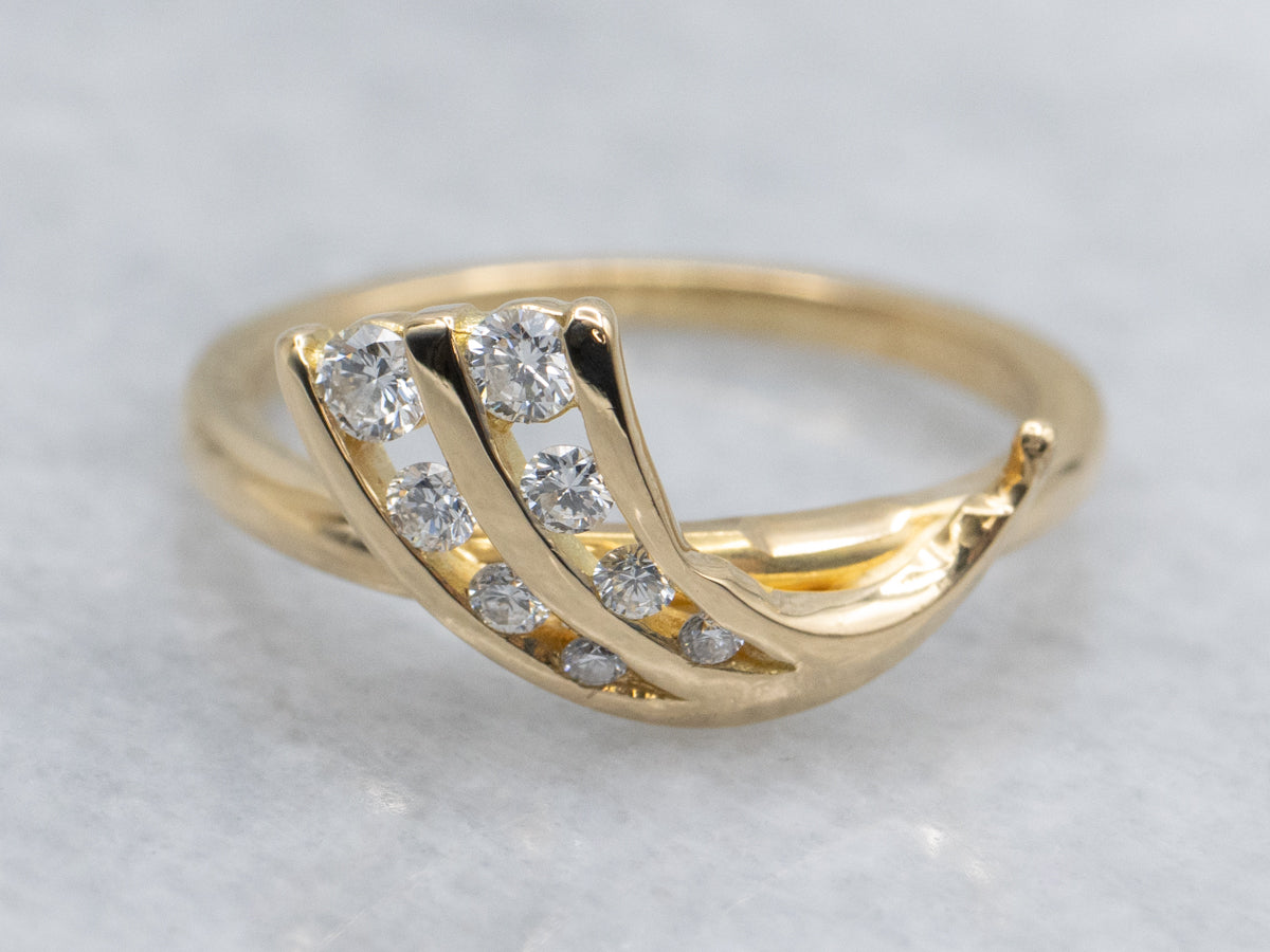 Vintage Diamond-Set 18-Karat Yellow Gold Jabel Ring