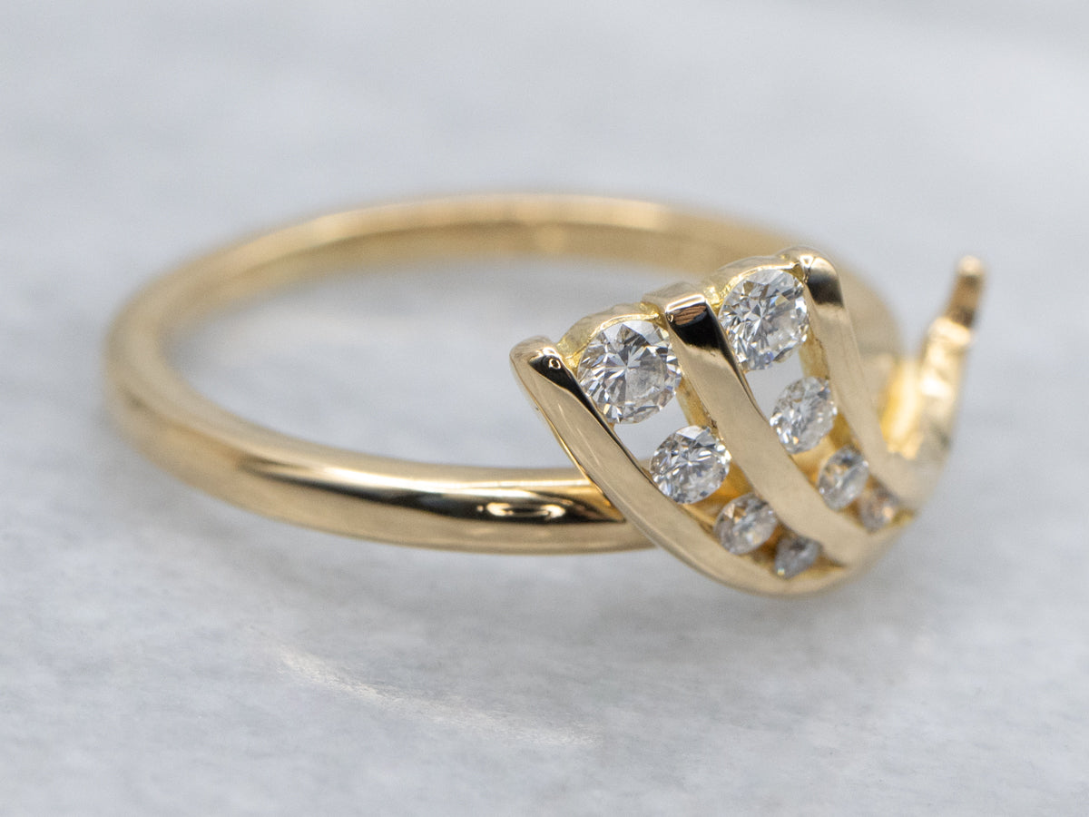 Vintage Diamond-Set 18-Karat Yellow Gold Jabel Ring