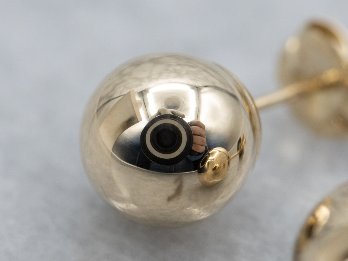Polished Yellow Gold Ball Stud Earrings