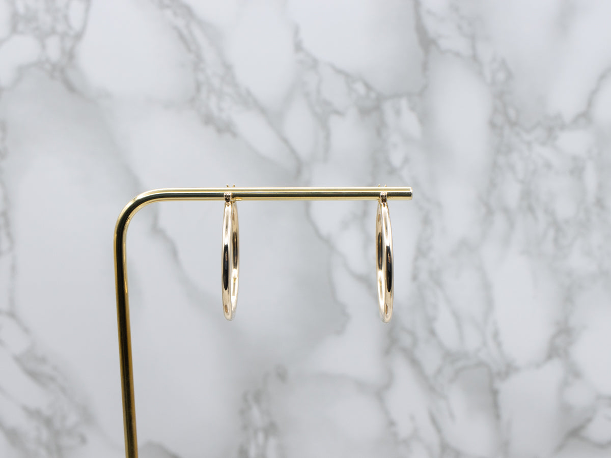 Large Yellow Gold Tube Hoop Earrings