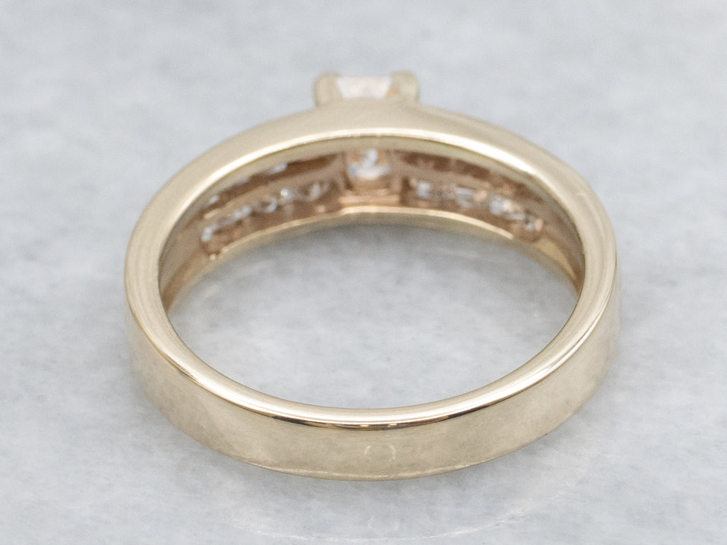 Emerald-Cut Diamond and Mix-Cut Diamond Engagement Ring
