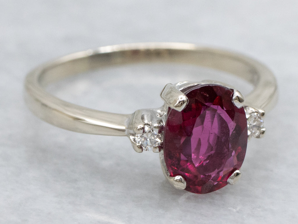 Pink Tourmaline and Diamond White Gold Ring