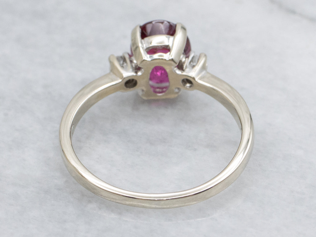 Pink Tourmaline and Diamond White Gold Ring