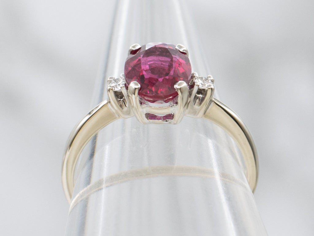 Pink Tourmaline and Diamond White Gold Ring