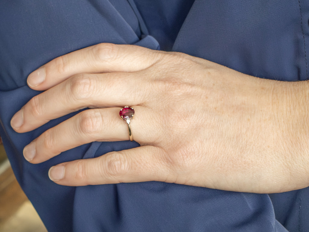 Pink Tourmaline and Diamond White Gold Ring